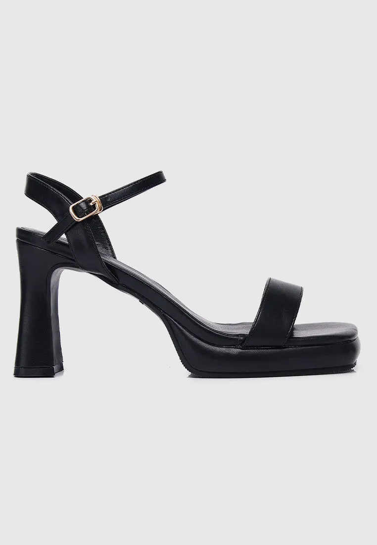 Tansy Open Toe Platform Heels (Black)
