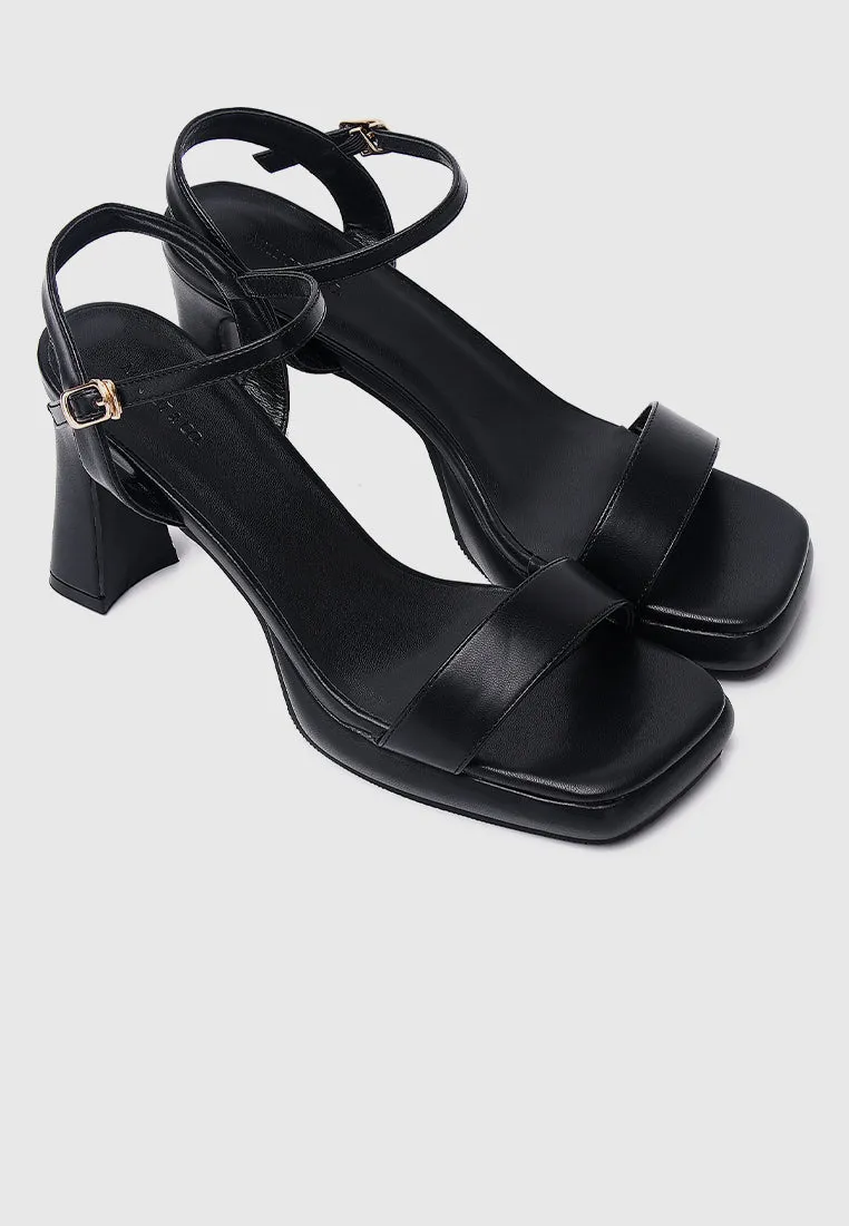 Tansy Open Toe Platform Heels (Black)
