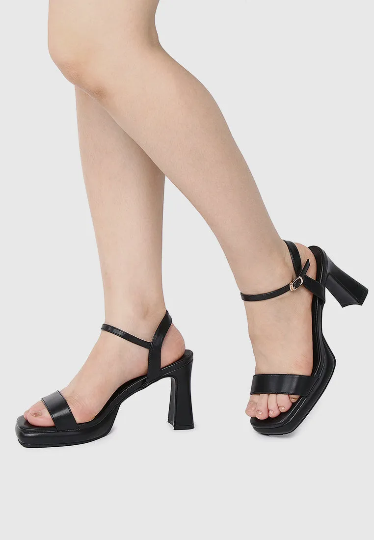 Tansy Open Toe Platform Heels (Black)