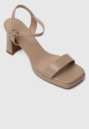 Tansy Open Toe Platform Heels (Tan)