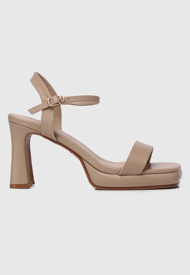 Tansy Open Toe Platform Heels (Tan)