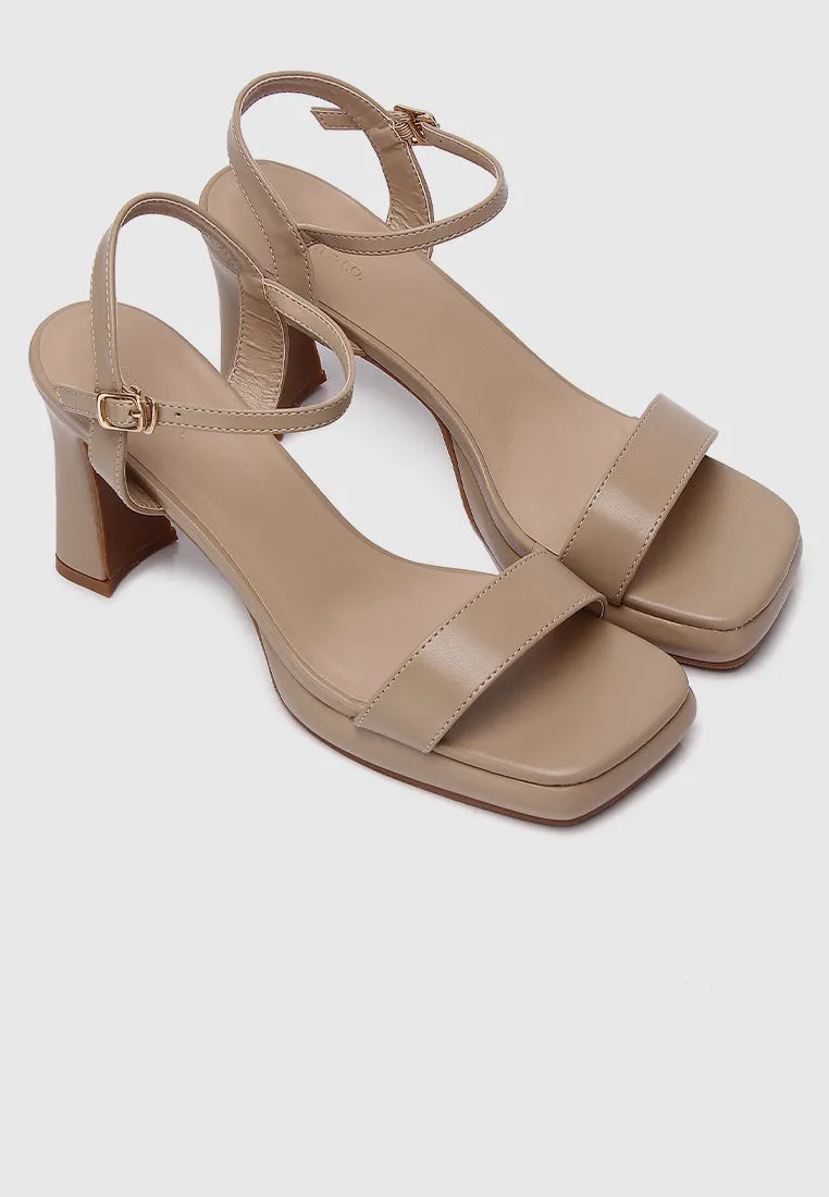 Tansy Open Toe Platform Heels (Tan)