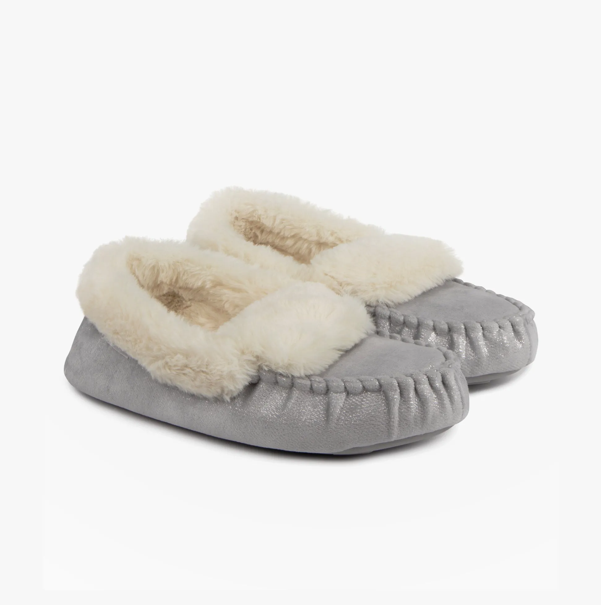 Totes Toasties SPARKLE Moccasin Sippers Womens Grey