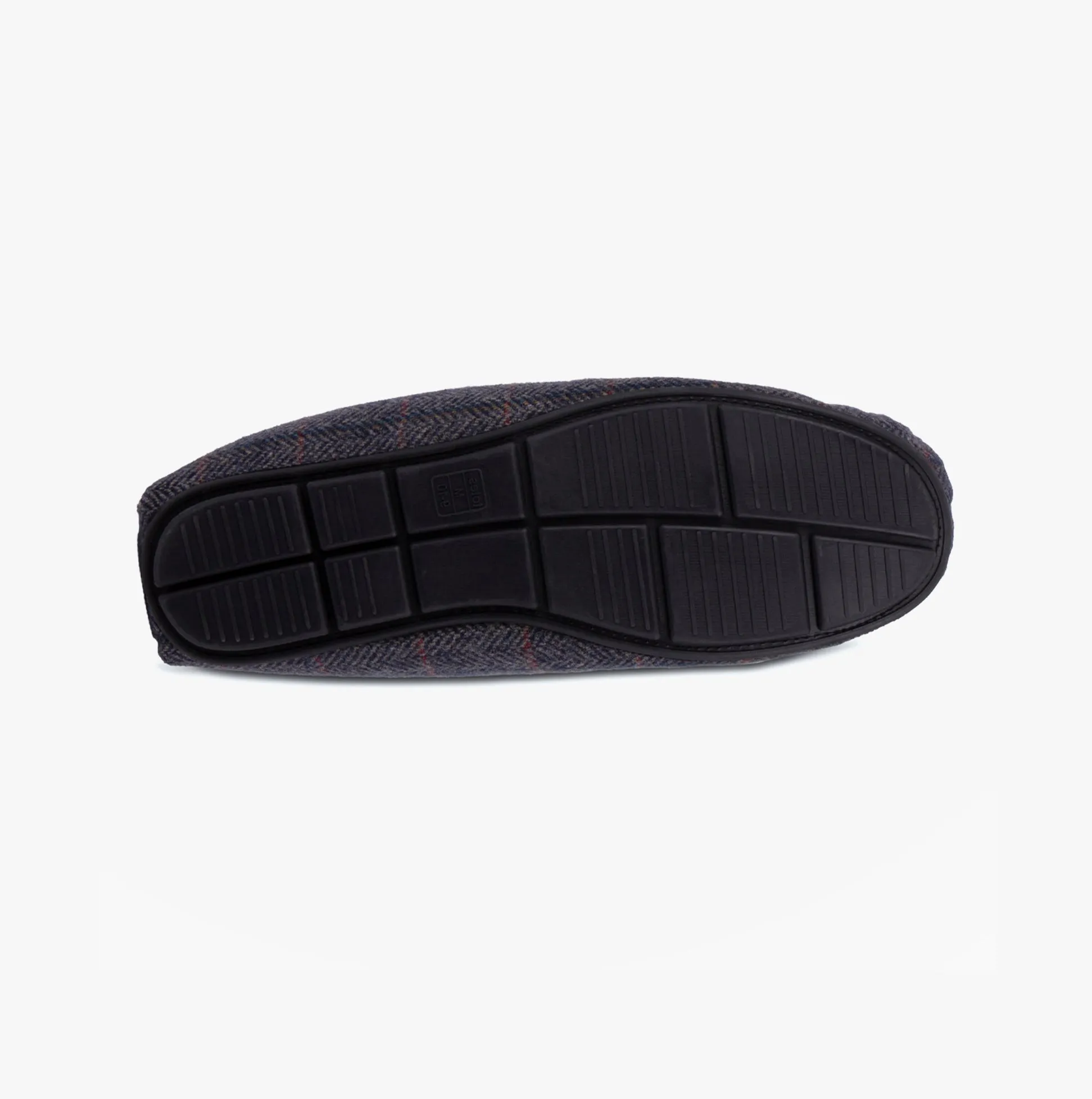 Totes Toasties WOOL BLEND HERRINGBONE Moccasin Slippers Mens Navy