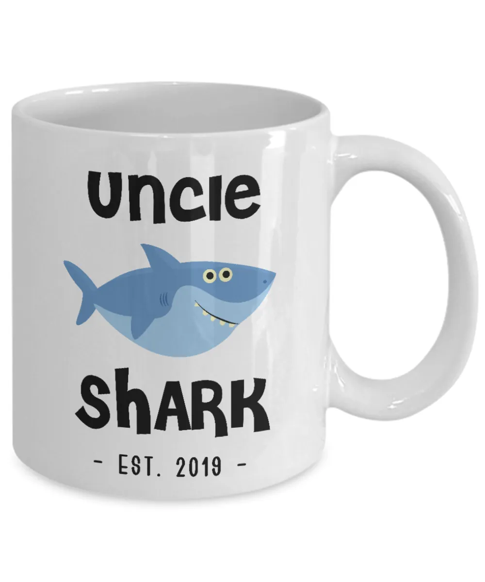 Uncle Shark Mug New Uncle Est 2019 Coffee Cup Do Do Do Expecting Uncles Pregnancy Reveal Announcement Gifts