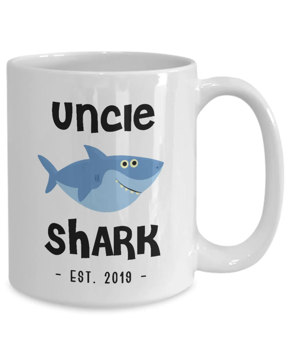 Uncle Shark Mug New Uncle Est 2019 Coffee Cup Do Do Do Expecting Uncles Pregnancy Reveal Announcement Gifts