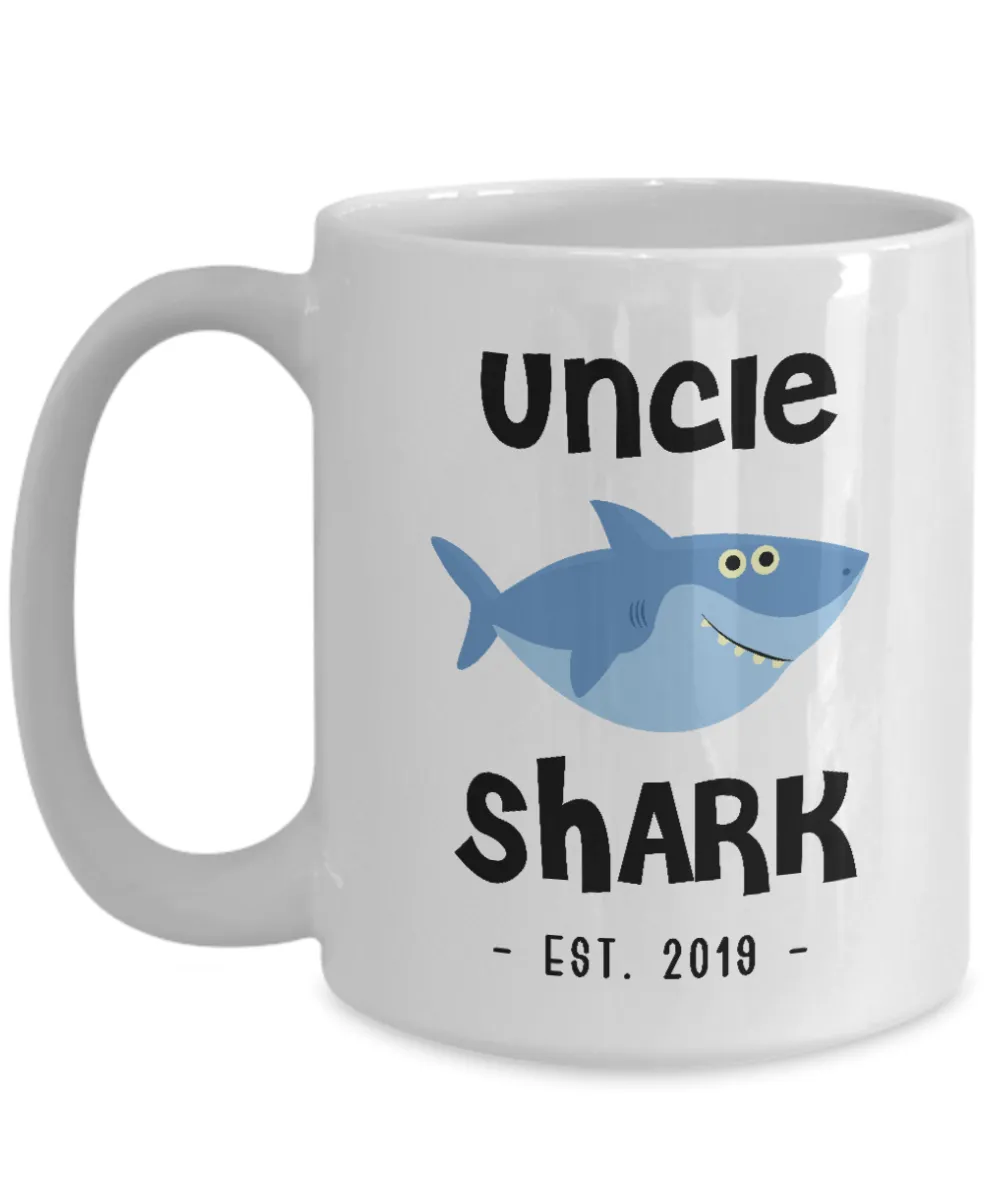 Uncle Shark Mug New Uncle Est 2019 Coffee Cup Do Do Do Expecting Uncles Pregnancy Reveal Announcement Gifts