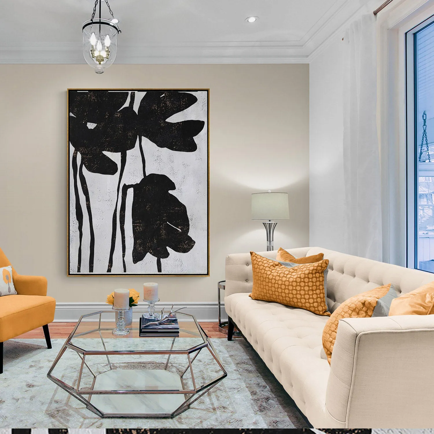 Vertical Abstract Flowers Painting H130V