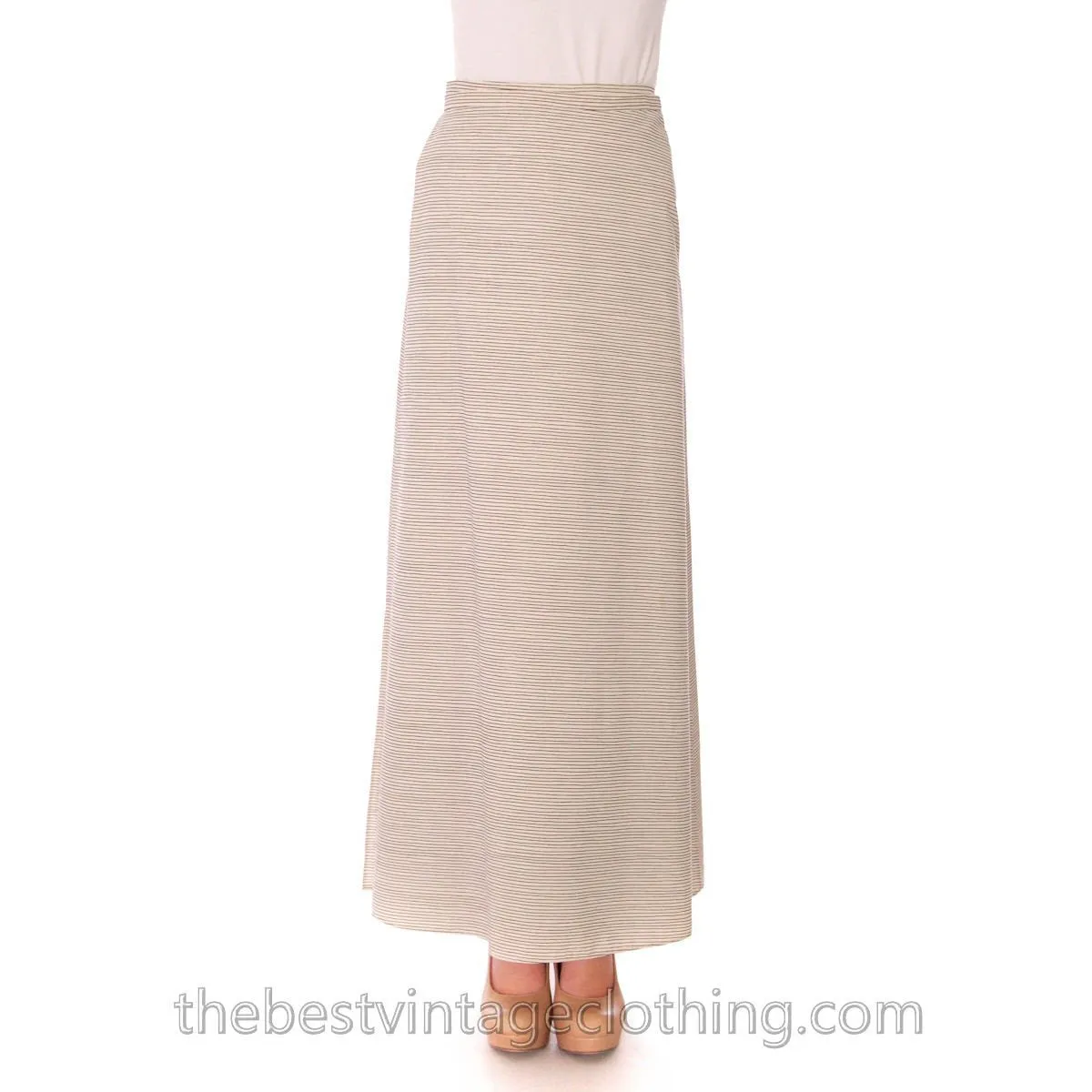 Vintage 1970s Vuokko Striped Wrap Skirt Designer Maxi Black Cream Jokapoika Striped  Size M