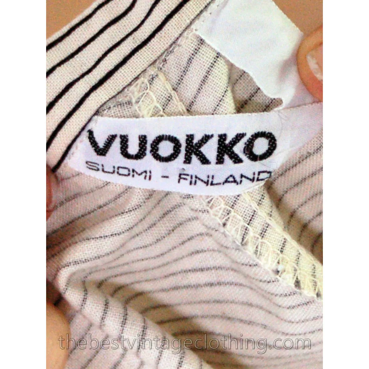 Vintage 1970s Vuokko Striped Wrap Skirt Designer Maxi Black Cream Jokapoika Striped  Size M