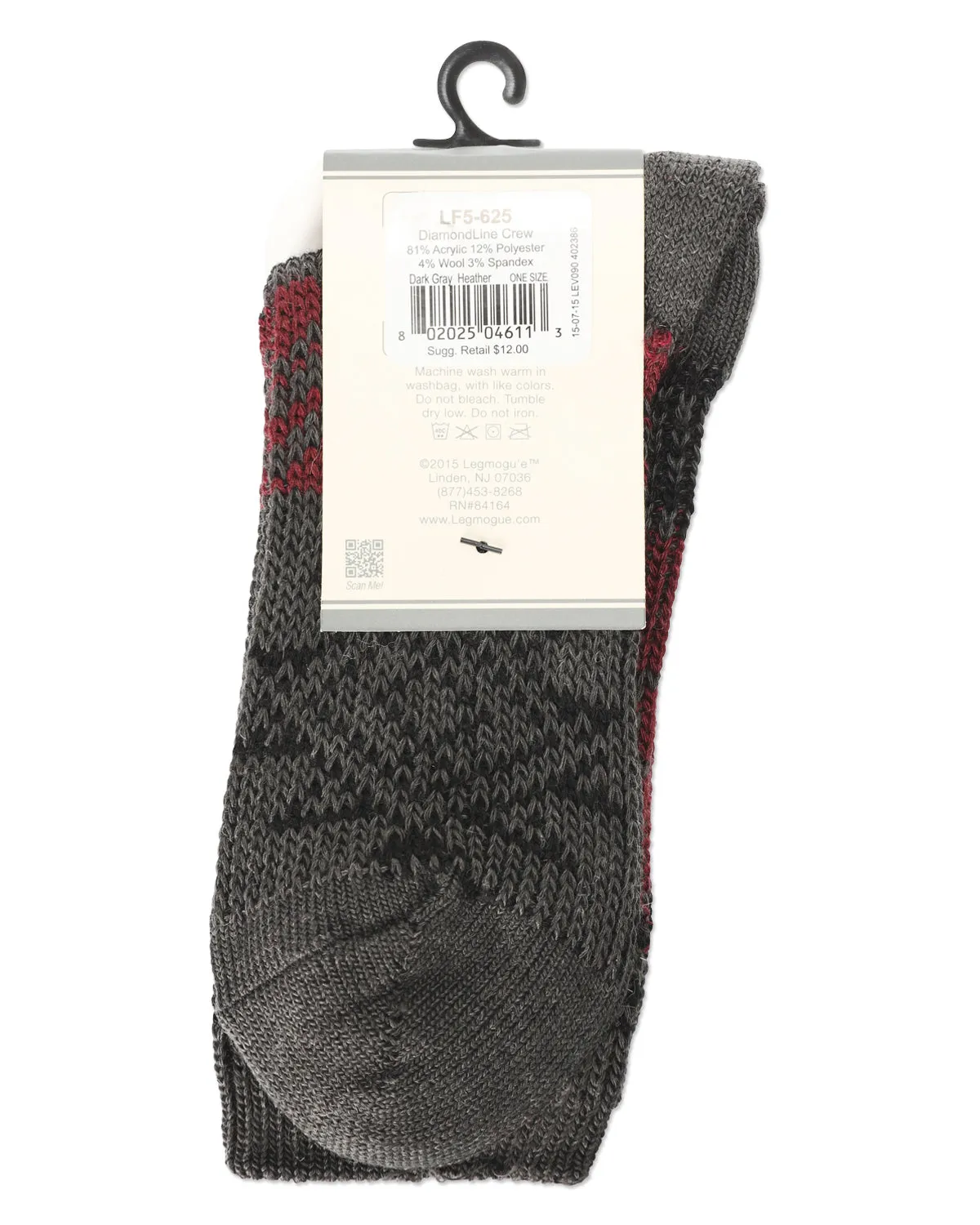 Women's Diamond Line Fashion Soft-Fit Crew Sock