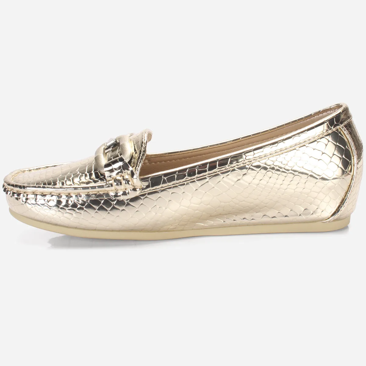 Womens "ELENA" Wedge Comfy Slide In Moccasins