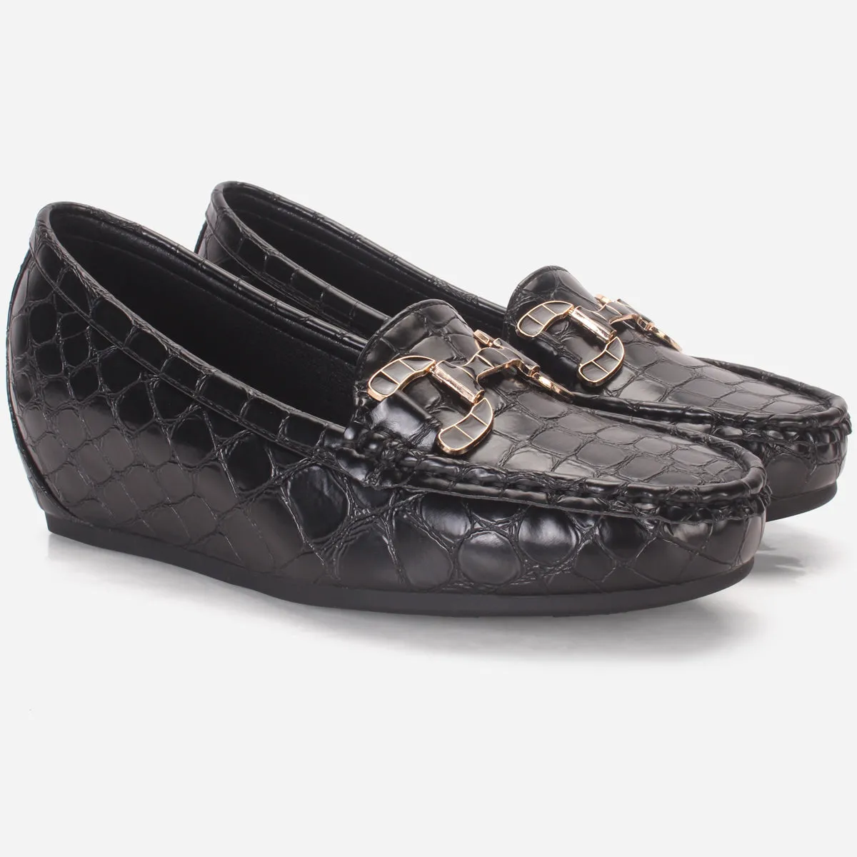 Womens "VIRONA" Wedge Comfy Slide In Moccasins