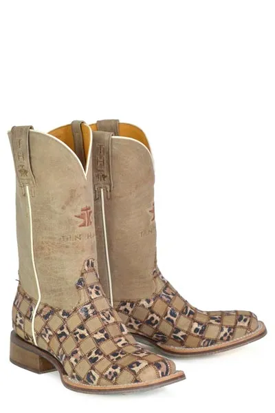 Women's Tin Haul Cheetah Chick Boots with Cheetah Sole Handcrafted Brown