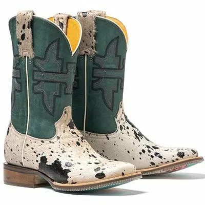 Women's Tin Haul Shaggy Spot Boots Priceless Sole Handcrafted White