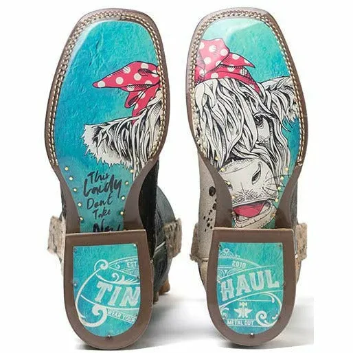 Women's Tin Haul Shaggy Spot Boots Priceless Sole Handcrafted White