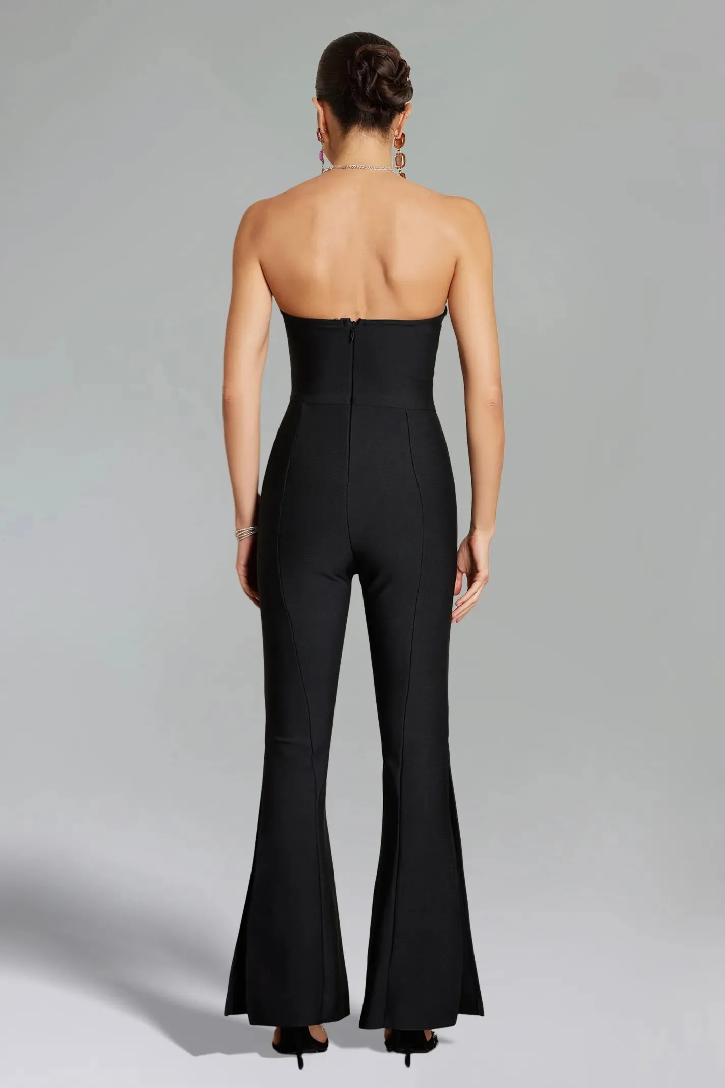Wynter Flower Strapless Slit Jumpsuit